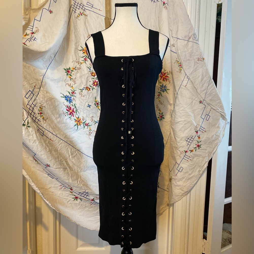 SOLD!! MICHAEL KORS BLACK KNIT CORSET BODYCON DRESS